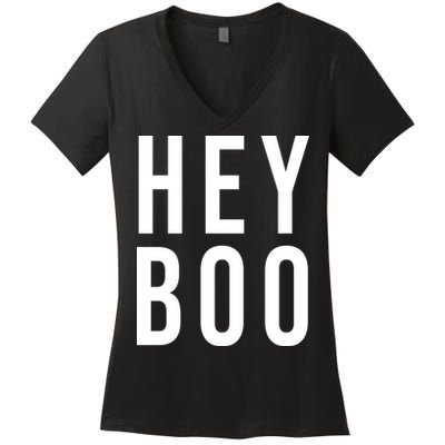 Hey Boo Funny Halloween Festive Women's V-Neck T-Shirt