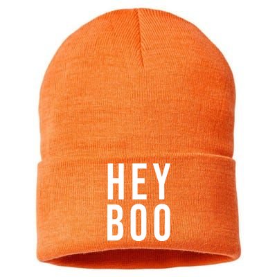 Hey Boo Funny Halloween Festive Sustainable Knit Beanie
