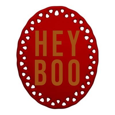 Hey Boo Funny Halloween Festive Ceramic Oval Ornament