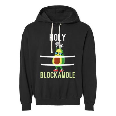 Holy Blockamole Funny Volleyball Block Avocado Garment-Dyed Fleece Hoodie