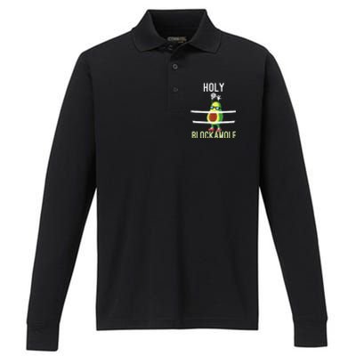 Holy Blockamole Funny Volleyball Block Avocado Performance Long Sleeve Polo