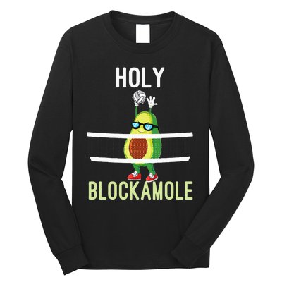 Holy Blockamole Funny Volleyball Block Avocado Long Sleeve Shirt