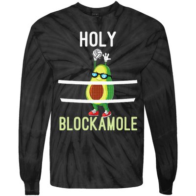 Holy Blockamole Funny Volleyball Block Avocado Tie-Dye Long Sleeve Shirt