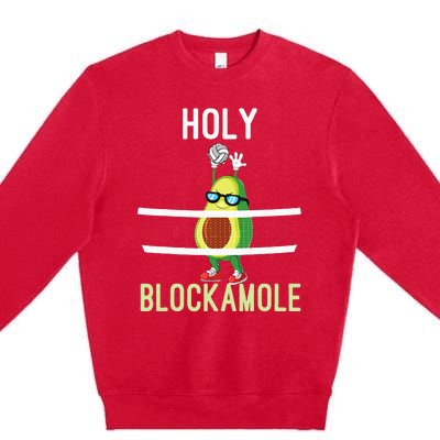 Holy Blockamole Funny Volleyball Block Avocado Premium Crewneck Sweatshirt