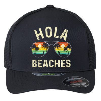 Hola Beaches Funny Aloha Beach Shirt Family Summer Vacation Flexfit Unipanel Trucker Cap