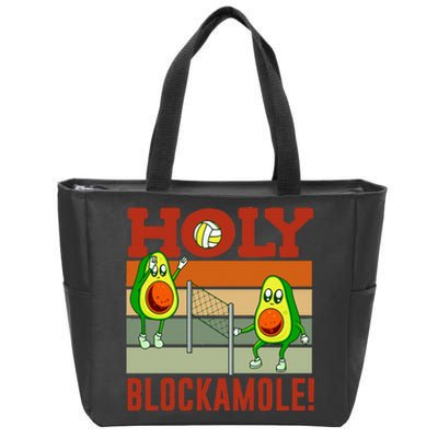 Holy Blockamole Funny Volleyball Match Block Avocado Design Zip Tote Bag