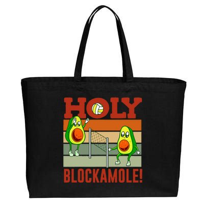 Holy Blockamole Funny Volleyball Match Block Avocado Design Cotton Canvas Jumbo Tote