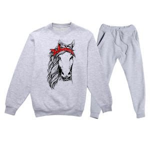 Horse Bandana For Horseback Riding Horse Lover Premium Crewneck Sweatsuit Set