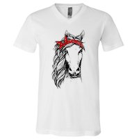 Horse Bandana For Horseback Riding Horse Lover V-Neck T-Shirt