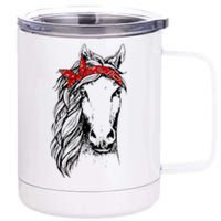 Horse Bandana For Horseback Riding Horse Lover 12 oz Stainless Steel Tumbler Cup