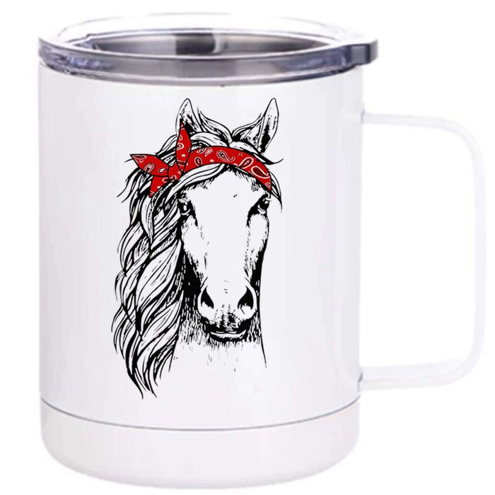 Horse Bandana For Horseback Riding Horse Lover 12 oz Stainless Steel Tumbler Cup