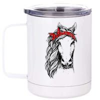 Horse Bandana For Horseback Riding Horse Lover 12 oz Stainless Steel Tumbler Cup