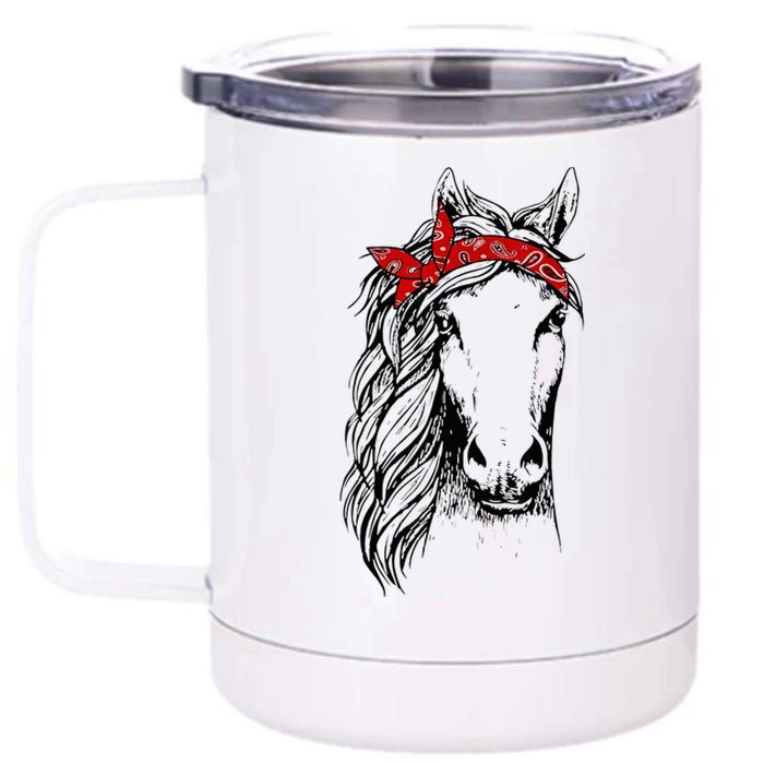 Horse Bandana For Horseback Riding Horse Lover 12 oz Stainless Steel Tumbler Cup