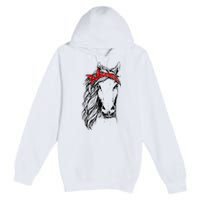 Horse Bandana For Horseback Riding Horse Lover Premium Pullover Hoodie