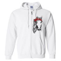 Horse Bandana For Horseback Riding Horse Lover Full Zip Hoodie