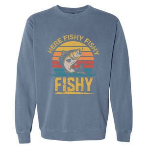 Herefishy Bass Fishing Funny Dad Gift Garment-Dyed Sweatshirt