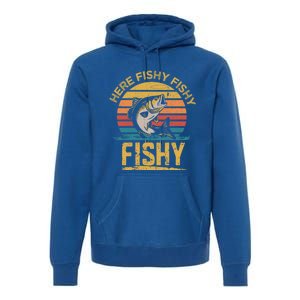 Herefishy Bass Fishing Funny Dad Gift Premium Hoodie