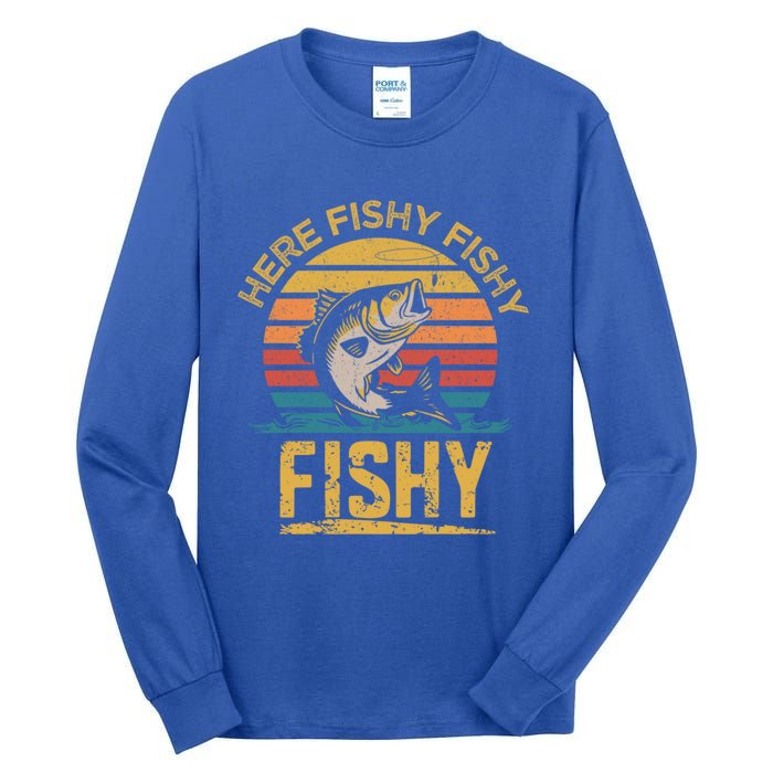 Herefishy Bass Fishing Funny Dad Gift Tall Long Sleeve T-Shirt