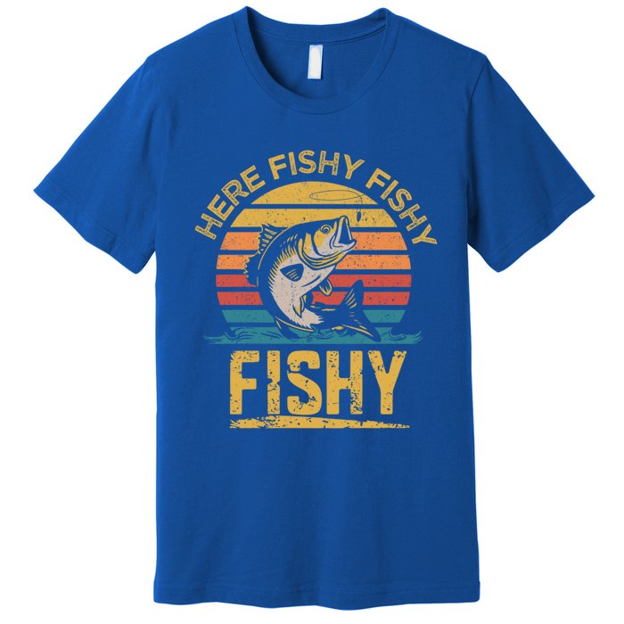 Herefishy Bass Fishing Funny Dad Gift Premium T-Shirt