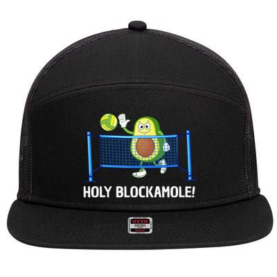 Holy Blockamole Funny Volleyball Lover 7 Panel Mesh Trucker Snapback Hat