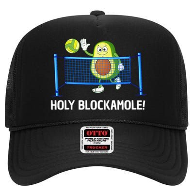 Holy Blockamole Funny Volleyball Lover High Crown Mesh Back Trucker Hat