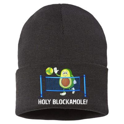 Holy Blockamole Funny Volleyball Lover Sustainable Knit Beanie