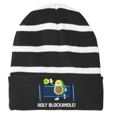 Holy Blockamole Funny Volleyball Lover Striped Beanie with Solid Band