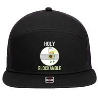 Holy Blockamole Funny Volleyball Block Avocado Teen 7 Panel Mesh Trucker Snapback Hat