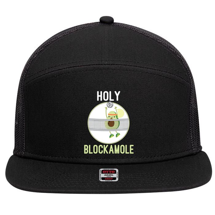 Holy Blockamole Funny Volleyball Block Avocado Teen 7 Panel Mesh Trucker Snapback Hat