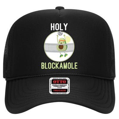 Holy Blockamole Funny Volleyball Block Avocado Teen High Crown Mesh Back Trucker Hat