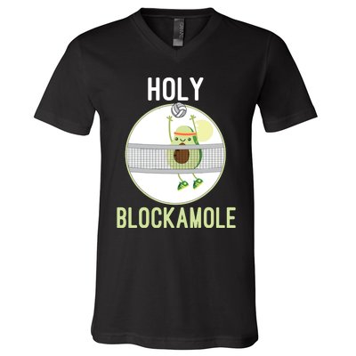 Holy Blockamole Funny Volleyball Block Avocado Teen V-Neck T-Shirt