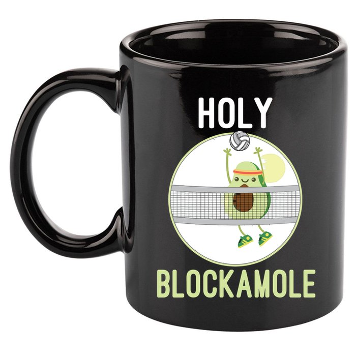 Holy Blockamole Funny Volleyball Block Avocado Teen 11oz C Handle Ceramic Mug