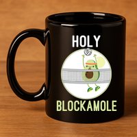 Holy Blockamole Funny Volleyball Block Avocado Teen 11oz C Handle Ceramic Mug