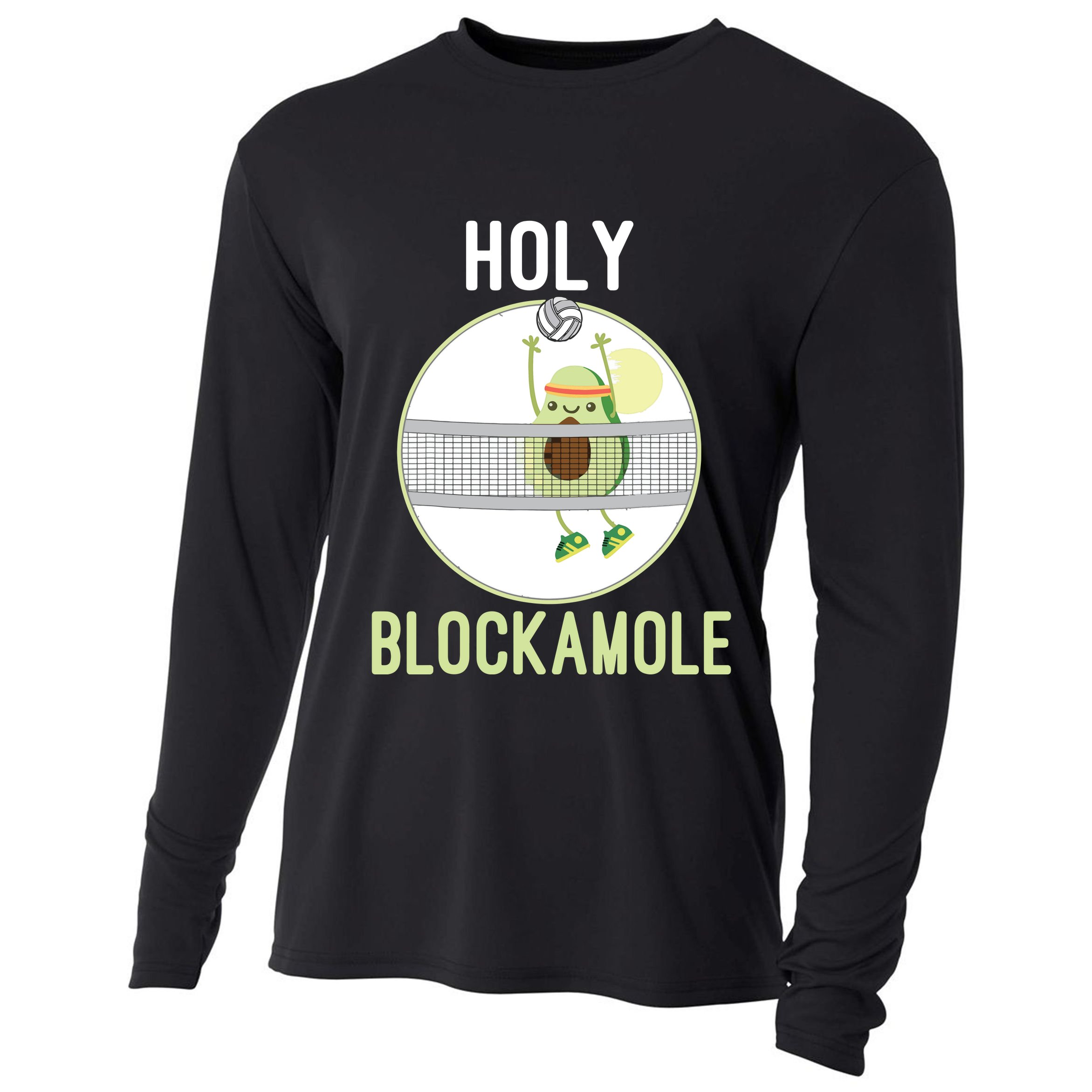 Holy Blockamole Funny Volleyball Block Avocado Teen Cooling Performance Long Sleeve Crew