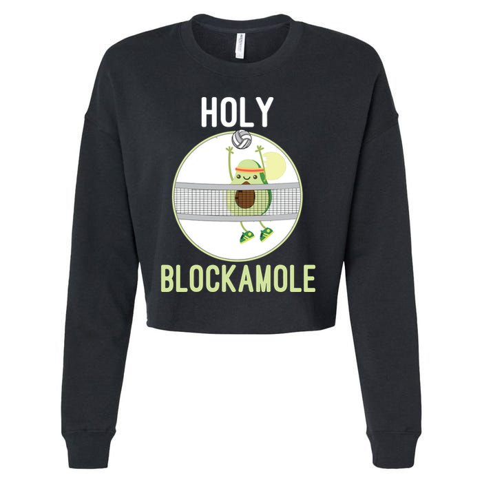Holy Blockamole Funny Volleyball Block Avocado Teen Cropped Pullover Crew