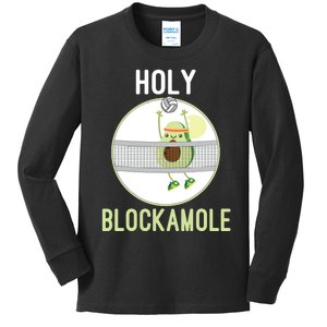 Holy Blockamole Funny Volleyball Block Avocado Teen Kids Long Sleeve Shirt