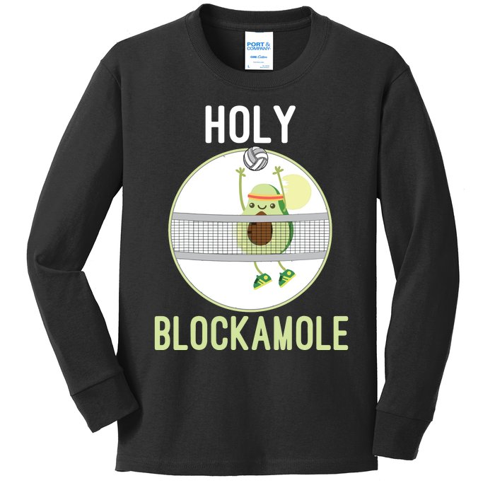 Holy Blockamole Funny Volleyball Block Avocado Teen Kids Long Sleeve Shirt