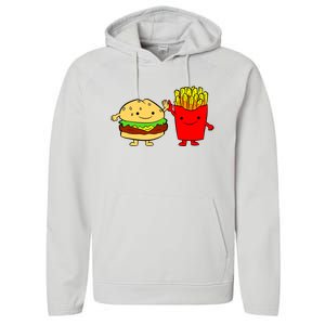 Hamburger Burger Fast Food French Fries Performance Fleece Hoodie