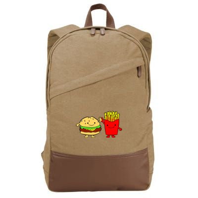 Hamburger Burger Fast Food French Fries Cotton Canvas Backpack
