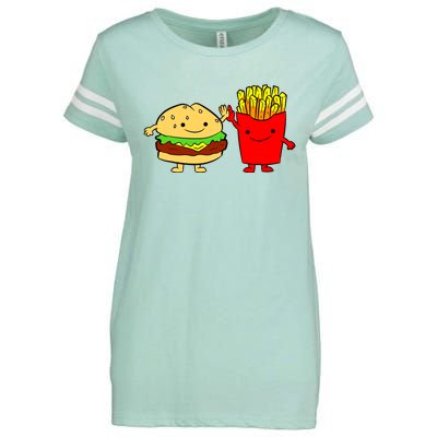 Hamburger Burger Fast Food French Fries Enza Ladies Jersey Football T-Shirt