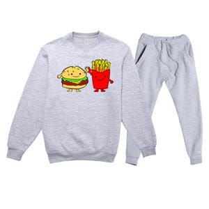 Hamburger Burger Fast Food French Fries Premium Crewneck Sweatsuit Set