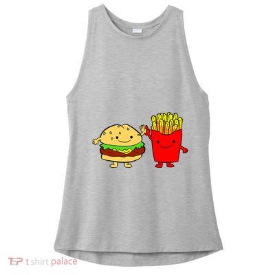 Hamburger Burger Fast Food French Fries Ladies PosiCharge Tri-Blend Wicking Tank