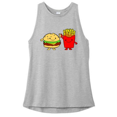 Hamburger Burger Fast Food French Fries Ladies PosiCharge Tri-Blend Wicking Tank