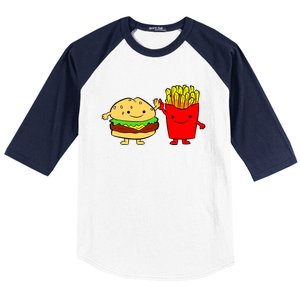 Hamburger Burger Fast Food French Fries Baseball Sleeve Shirt