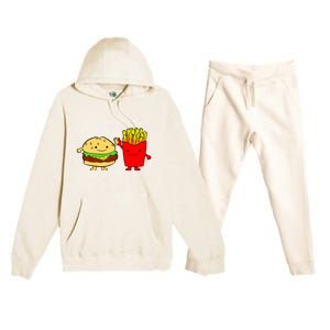 Hamburger Burger Fast Food French Fries Premium Hooded Sweatsuit Set