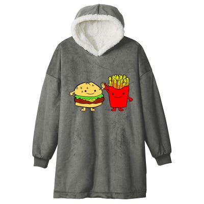 Hamburger Burger Fast Food French Fries Hooded Wearable Blanket