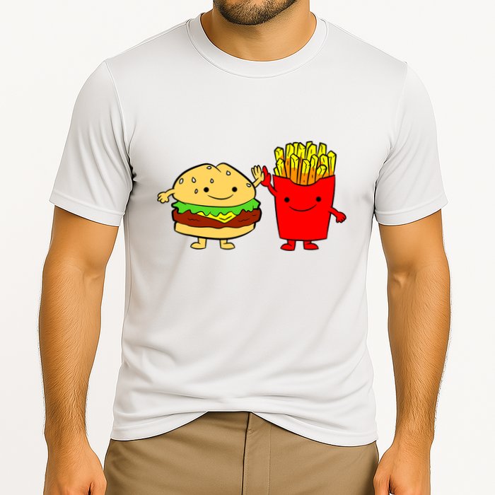 Hamburger Burger Fast Food French Fries Cooling Performance Crew T-Shirt