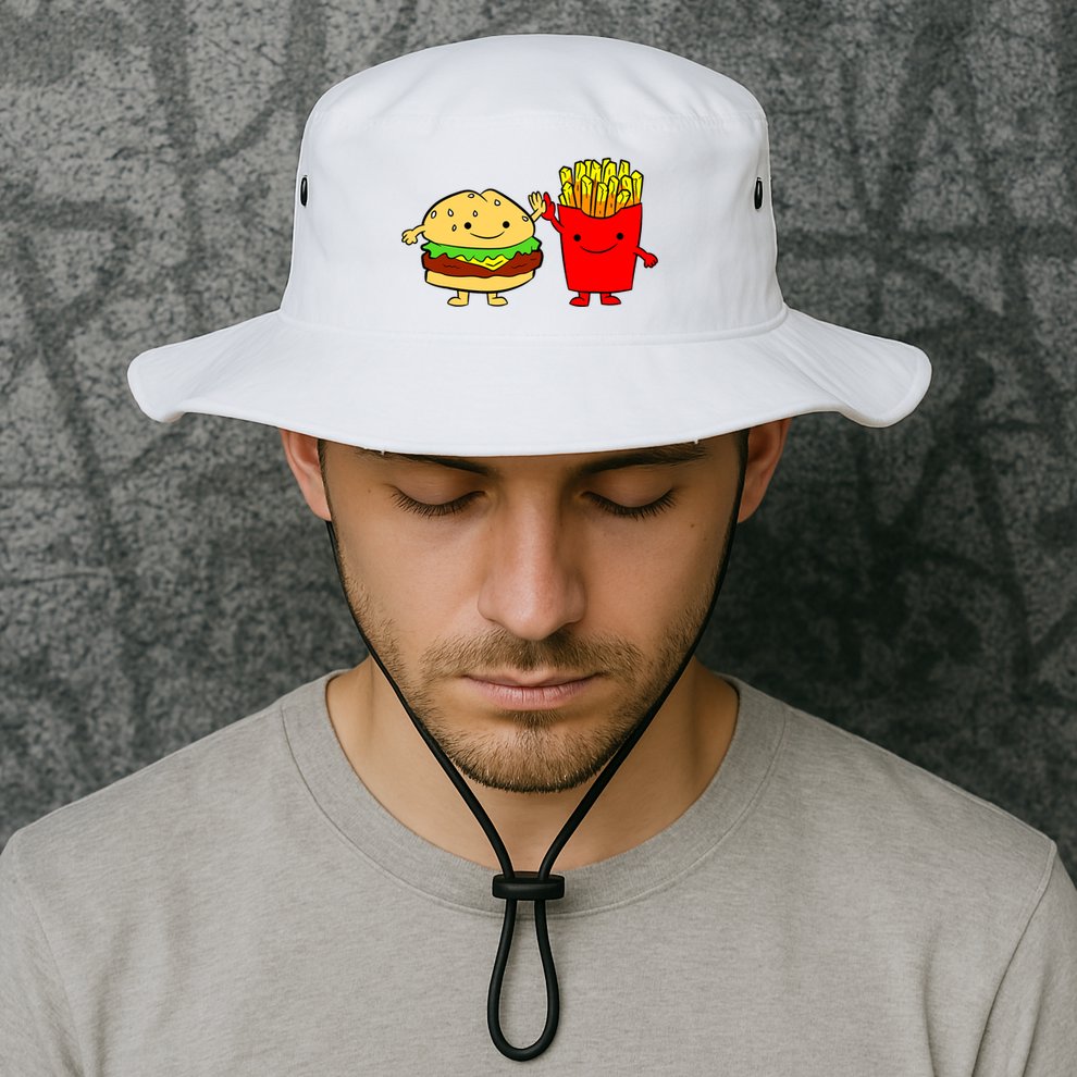 Hamburger Burger Fast Food French Fries Bucket Hat