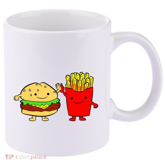 Hamburger Burger Fast Food French Fries 11oz C Handle Ceramic Mug