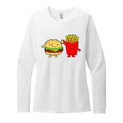 Hamburger Burger Fast Food French Fries Womens CVC Long Sleeve Shirt